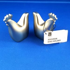 Pair ANIGRAM RING HOLDER by UMBRA in Brushed Metal